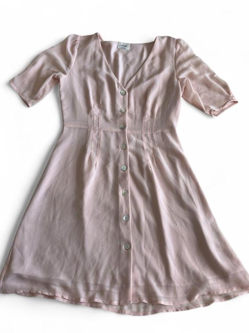 Aritzia Wilfred Women’s Mini Dress Short Sleeve Button Down V-Neck Pink Size 2